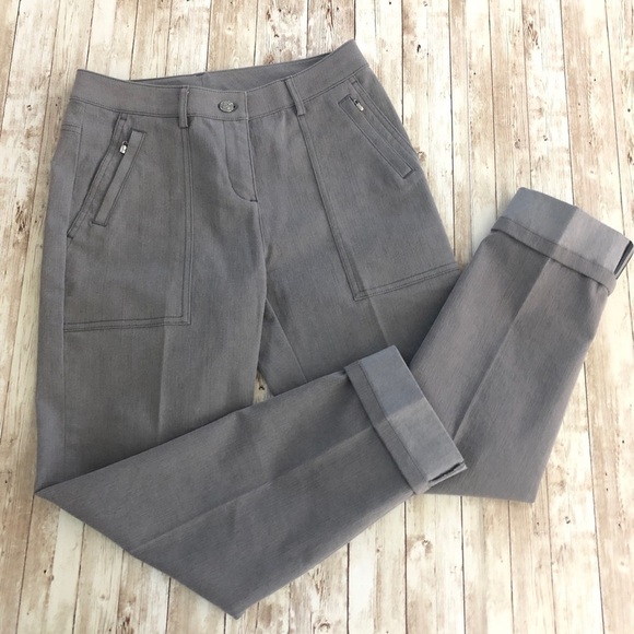 St John High Rise Cuffed Hem Gray Ankle Pant - Picture 7 of 11
